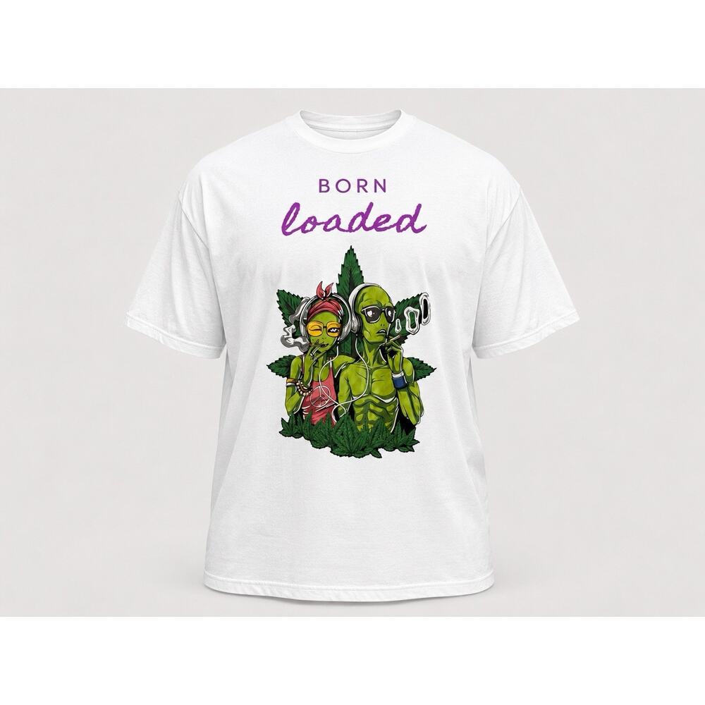 Born Loaded Alien Marijuana Graphic T-Shirt Men’s XXL White NWOT Cannabis